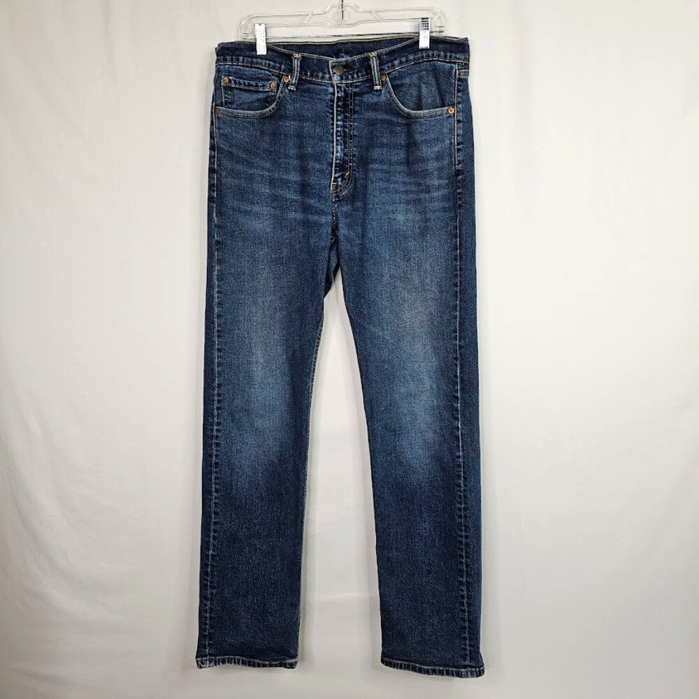 Men's LEVIS 505 Straight Leg Jeans size 36x34 MEDIUM WASH BLUE Denim Regular Fit - Picture 2 of 7